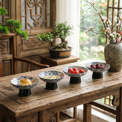 Elegant Ceramic 3-Tier Fruit Stand with Floral Plate