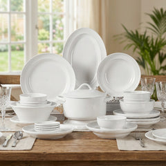 Elegant White Porcelain Dish Set with 38 Pieces