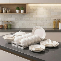 Elegant White Porcelain Dish Set with 38 Pieces