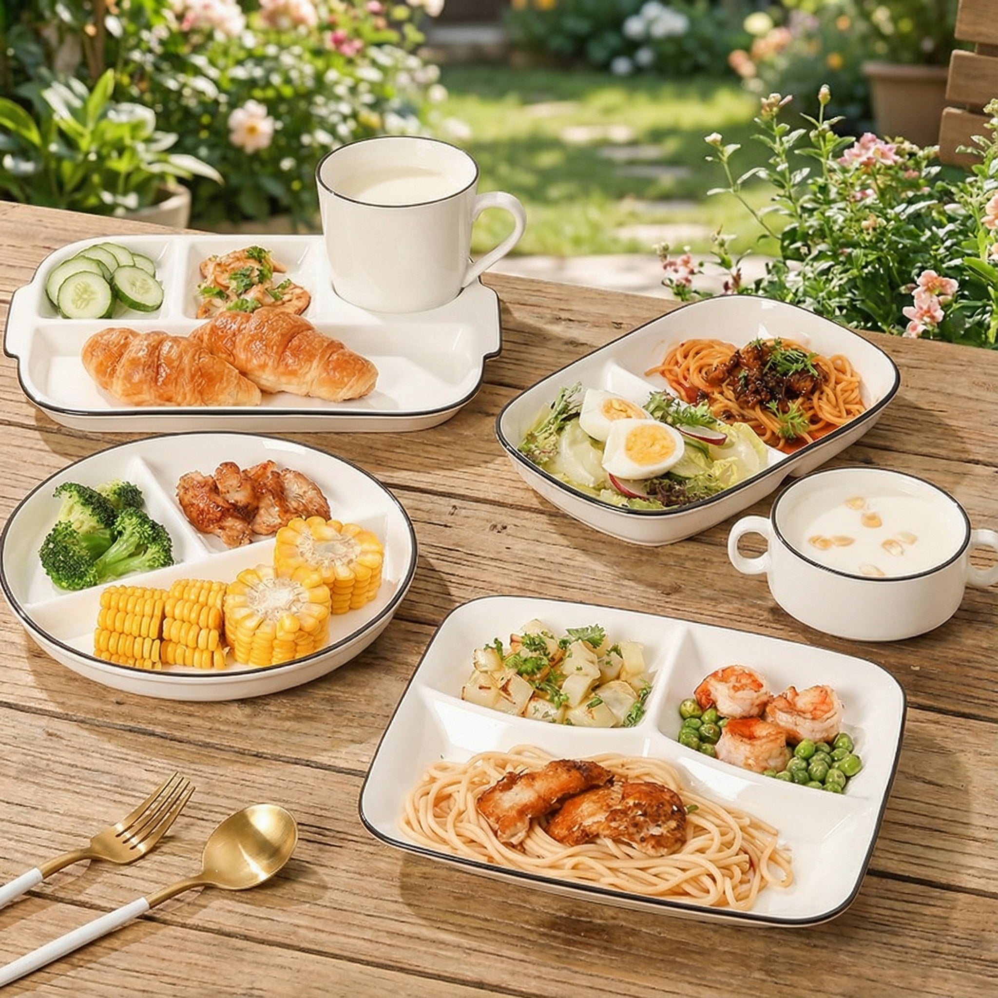 Classic 4-Compartment Dinner Plate Set