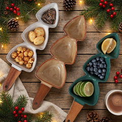 Creative Three-Compartment Ceramic Snack Tray