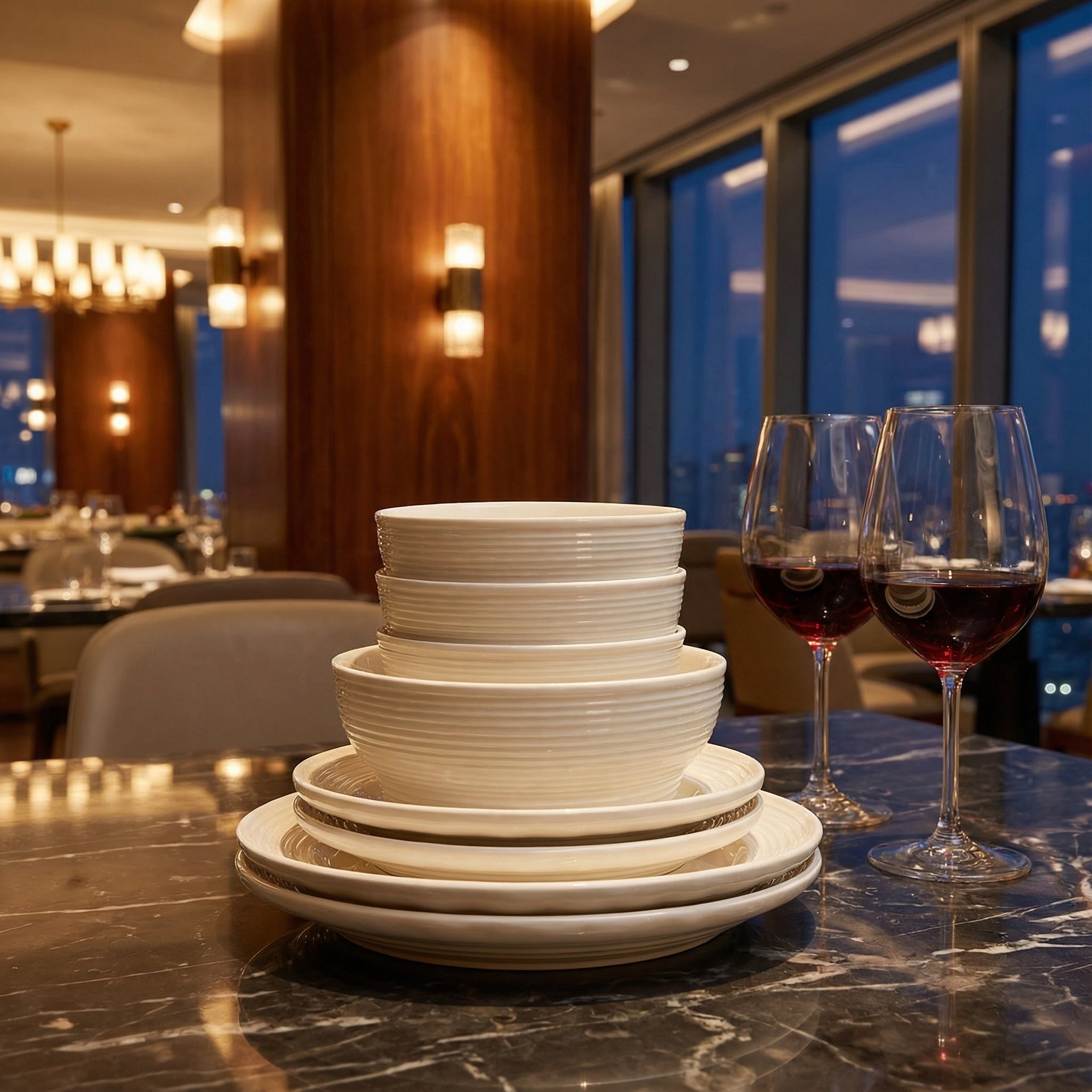 Elegant White Porcelain Dish Set with 38 Pieces